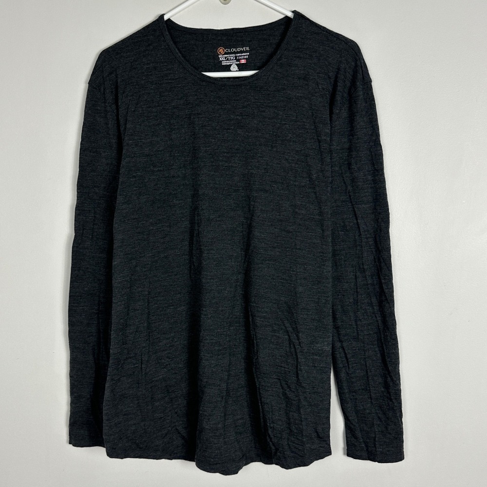 Cloudveil Canada 100% Merino Wool Top XXL Long Sleeve Crew Grey Base Layer Women